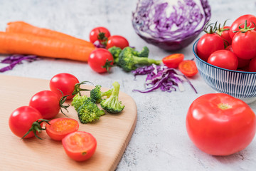 Various vegetables on a cutting board