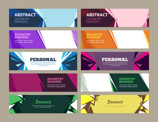 Abstract banners. Geometric effects graphic templates vector forms for horizontal web colored banners with place for text. Illustration of banner and poster with geometric shape