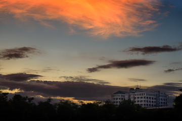Fototapeta premium The building landscape with sunset sky