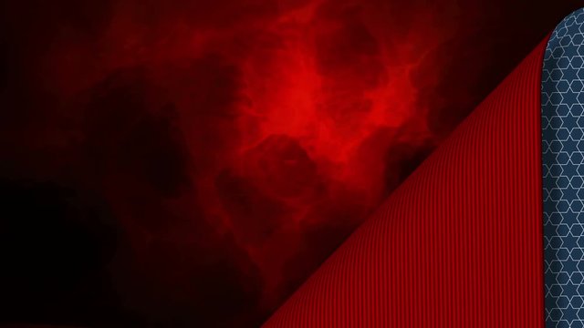 Blue wallpaper peels to reveal glowing red form