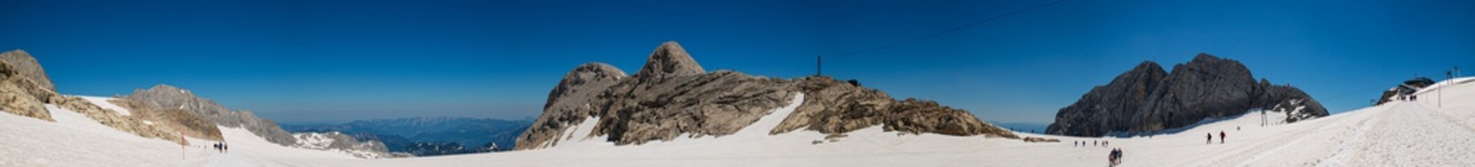 High resolution stitched panorama of a beautiful alpine view at the famous Dachstein summit, Schladming, Steiermark, Austria