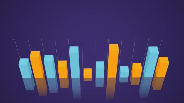 Orange and blue 3d block graph