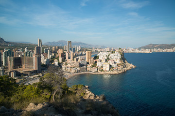 Fototapeta premium Panorama of Benidorm city with sandy beach