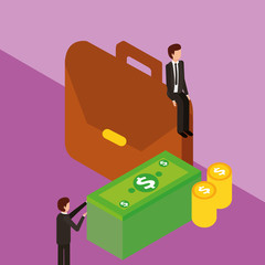 Money icon and businessman design