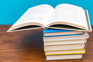 Some books in blue background
