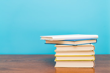 Some books in blue background