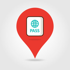 Passport vector map pin icon