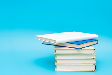 Some books in blue background