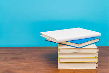 Some books in blue background