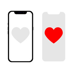 Phone with a heart like a message. Vector illustration in flat style for different design.