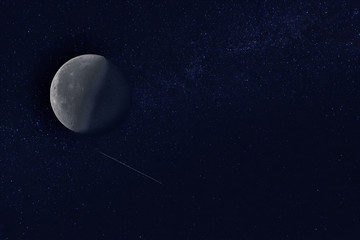 the moon during a meteor shower