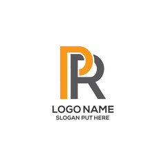PR Or RP Letter logo design template
