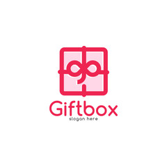 Trendy pink Gift box logo template vector