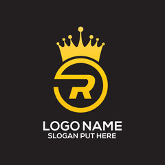 R Letter royal logo design template