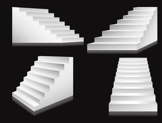 Stairs or staircases and podium ladders isolated isometric models