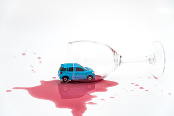 Concept picture of traffic accident caused by drunk driving