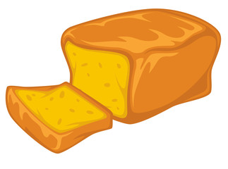 Banana bread loaf isolated dish bakery product