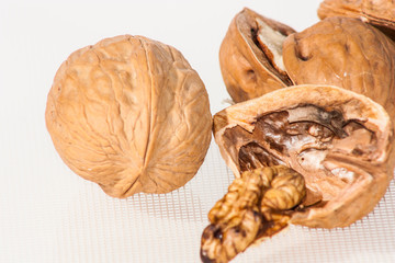 walnuts on white background