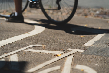 Bike path with stencil on asphalt