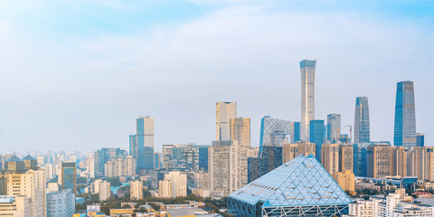 Urban Dusk Landscape of CBD Central Business District, Beijing, China