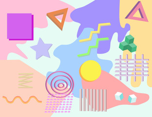 Abstract art used in decorations.Creative doodle art header with different shapes and textures.set of elements for your design.