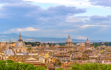 Fototapeta na wymiar Amazing landscape with Rome, Italy with sunset light.
