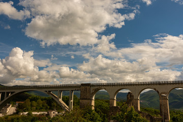 Isernia, Molise, Italy.  Santo Spirito railway bridge. View