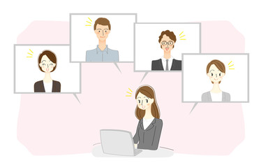 オンラインミーティングのイラスト