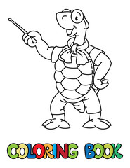 Turtle teacher ABC coloring book. Alphabet T