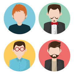 Set of people faceless characters icons