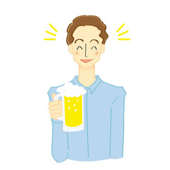ビールを飲む男性のイラスト