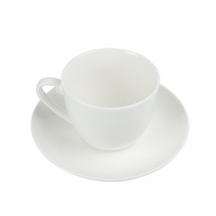 Empty coffee cup White ceramic  isolated on white background.Top view.Mockup template for design or advertising