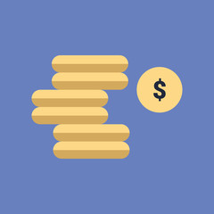 Coins stack vector illustration, flat coin money stacked icon flat,