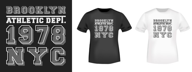 Brooklyn NYC t-shirt print for t shirts applique, fashions slogan, tee badge, label clothing, jeans, and casual wear