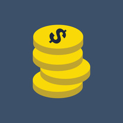 Coins stack vector illustration, coins icon flat
