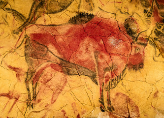 Red and black bison from Altamira cave