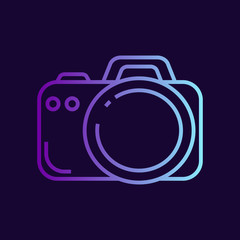 Camera flat vector icon on dark background