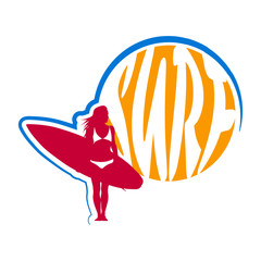 logo club surf fille féminin plage été autocolant
