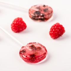 Lollipops made from natural fruits and berries. Healthy food and vegetarian food concepts.