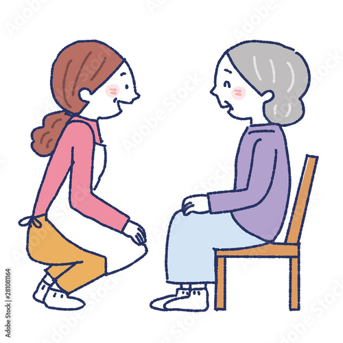 介護士と高齢者 女性 イラスト Fotolia Com の ストック画像と