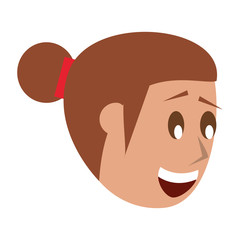 face young woman head cartoon