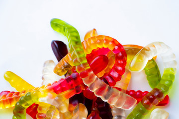 Coloured jelly worms funny background