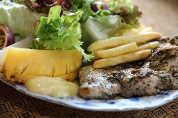 Healthy food Chicken steak with vegetables