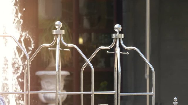 Luggage cart in the hotel in 4k slow motion 60fps
