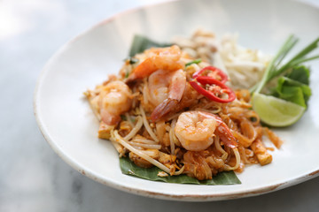 Thai food padthai fried noodle with shrimp , local food