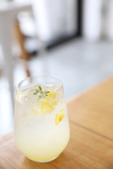 Lemonade or mojito cocktail with lemon and mint, cold refreshing drink or beverage with ice