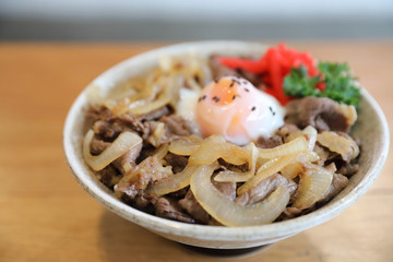 Japanese beef on rice bowl Gyudon , Japanese food