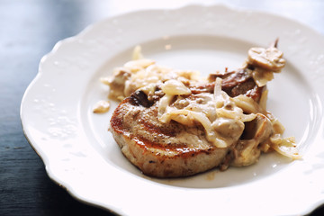 Pork chop with mushroom sauce