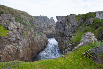 Pancake rocks and blowholes, Punakaiki New zealand.