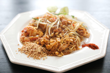 Thai food pad thai fried noodle with shrimp